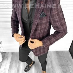 Sacou barbati slim fit in carouri B8305 P19-4.3-Sacouri barbati