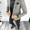 Sacou barbati slim fit in carouri B8315  N7-5.3-Sacouri barbati