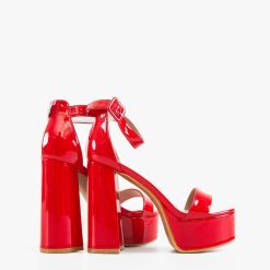 Sandale cu toc Butts Rosii 2