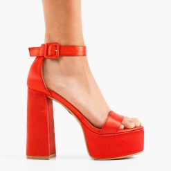 Sandale cu toc Butts Rosii 2 5