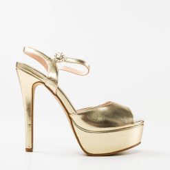 Sandale cu toc Moctez Aurii 3