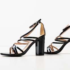 Sandale cu toc Obsesium Negre 6