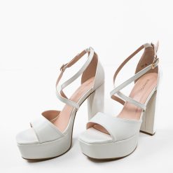 Sandale cu toc Stella Albe 3