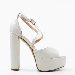 Sandale cu toc Stella Albe 4