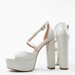 Sandale cu toc Stella Albe 5