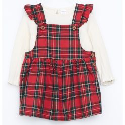 Set de bluza si sarafan cu model in carouri-FETE-