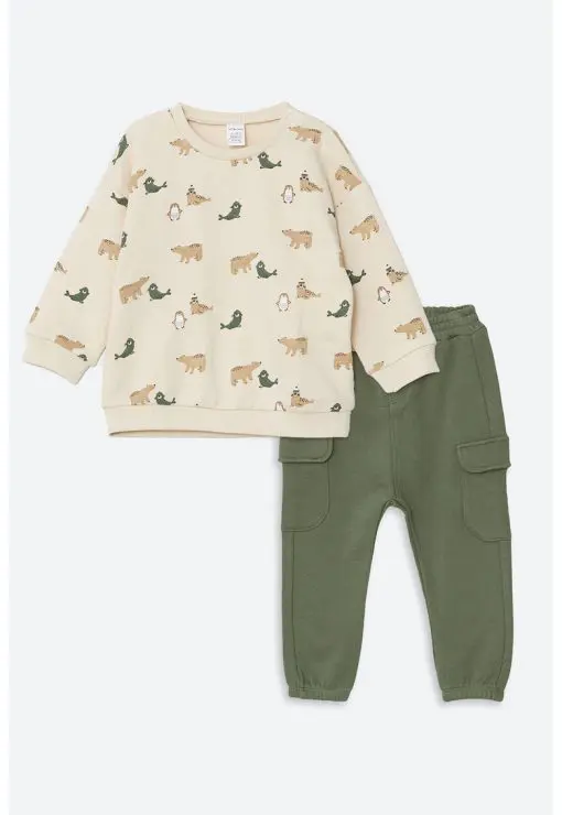 Set de bluza sport cu imprimeu si pantaloni cargo uni-BAIETI-