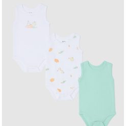 Set de body-uri de bumbac cu imprimeu - 3 piese-FETE-