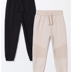 Set de pantaloni de trening din amestec de bumbac cu model uni - 2 piese-BAIETI-