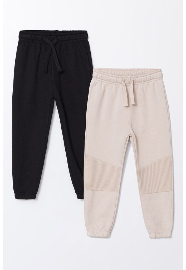 Set de pantaloni de trening din amestec de bumbac cu model uni - 2 piese-BAIETI-