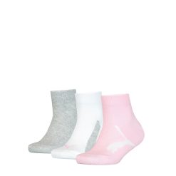 Set de sosete scurte cu logo - 3 perechi - Gri/Alb/Roz-FETE-