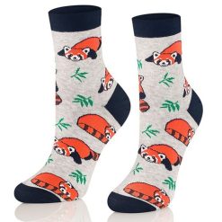 Sosete gri cu panda rosu Intenso 0433-002-FEMEI