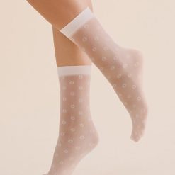 Sosete lycra albe imitatie plasa cu buline Gabriella 1195 Peri 20 den-FEMEI