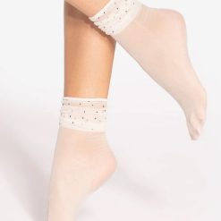 Sosete lycra natural cu picatele negre si fir metalizat Gatta Spring Vibes WZ06 15 den-FEMEI