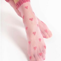 Sosete lycra roz cu inimioare Fiore Kokoro 20 den-FEMEI