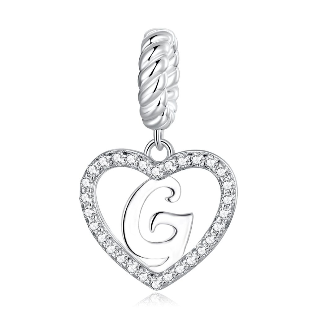 Talisman din argint Heart Letter G-Talismane >> Talismane din Argint (toate)