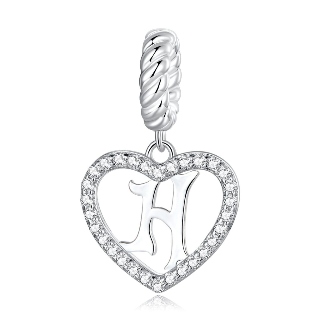 Talisman din argint Heart Letter H-Talismane >> Talismane din Argint (toate)