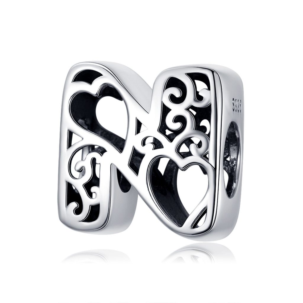 Talisman din argint In Love with Letter N-Talismane >> Talismane din Argint (toate)