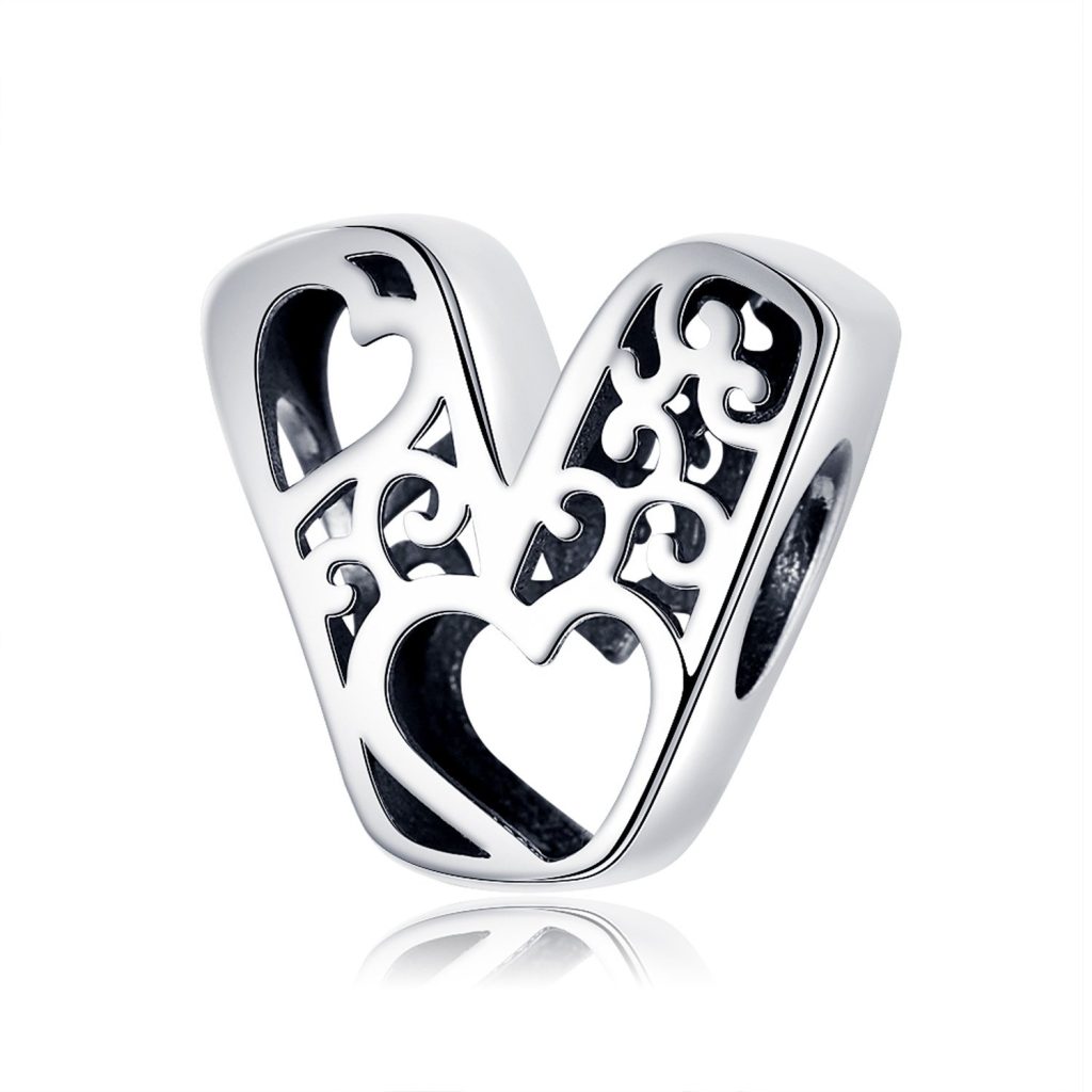 Talisman din argint In Love with Letter V-Talismane >> Talismane din Argint (toate)