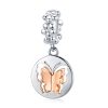 Talisman din argint Spinning Rose Butterfly-Talismane >> Talismane din Argint (toate)