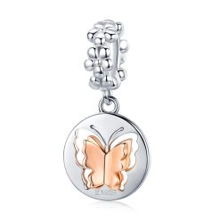 Talisman din argint Spinning Rose Butterfly-Talismane >> Talismane din Argint (toate)