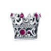 Talisman din argint cu Coroana si Cristale Fuchsia-Talismane >> Talismane din Argint (toate)