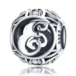 Talisman din argint cu Litera E si cristale-Talismane >> Talismane din Argint (toate)