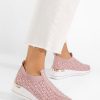 Tenisi Slip-On Doura roz-Tenisi Dama Slip-On-Sneakers cu platforma