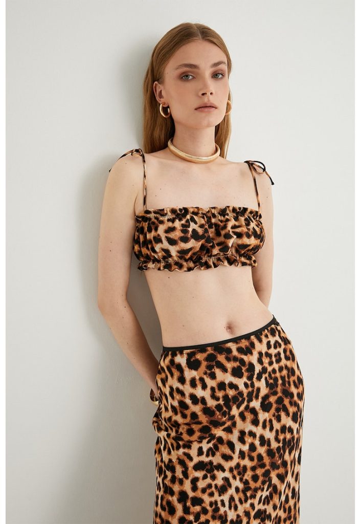 Top crop cu animal print-FEMEI-