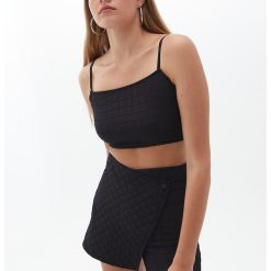 Top crop cu bretele inguste-FEMEI-