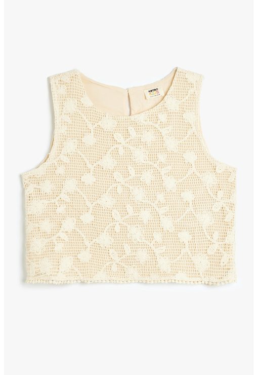 Top crop cu broderii-FETE-