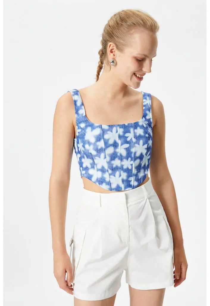 Top crop cu model floral-FEMEI-