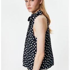 Top halter cu imprimeu cu buline-FEMEI-