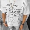 Tricou barbati alb  cu imprimeu  oversize Y181 22A-4.3-Tricouri