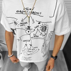 Tricou barbati alb  cu imprimeu  oversize Y181 22A-4.3-Tricouri