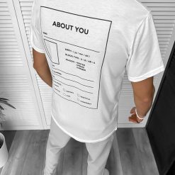 Tricou barbati alb  cu imprimeu pe spate  oversize 11817 41-3.3-Tricouri