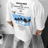 Tricou barbati alb  cu imprimeu pe spate  oversize 11820 P19-6.3-Tricouri