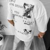 Tricou barbati alb  cu imprimeu pe spate  oversize 11822  P20-6.3-Tricouri