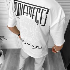 Tricou barbati alb  cu imprimeu pe spate  oversize 11823  P19-6.1-Tricouri
