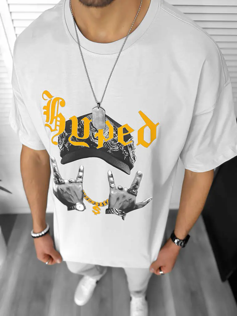 Tricou barbati gri  cu imprimeu  oversize Y171 22A-2.2-Tricouri