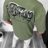 Tricou barbati kaki  cu imprimeu pe spate  oversize 11818  O5-6.1-Tricouri