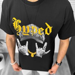 Tricou barbati negru  cu imprimeu  oversize Y171 33-5.1-Tricouri