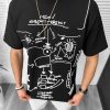 Tricou barbati negru  cu imprimeu  oversize Y181 22A-4.3-Tricouri