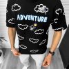 Tricou barbati negru  cu imprimeu  oversize y061 O5-6.2-Tricouri