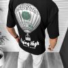 Tricou barbati negru  cu imprimeu pe spate  oversize 11813  D2-2.4-Tricouri
