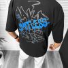 Tricou barbati negru  cu imprimeu pe spate  oversize 11814  D3-4.2-Tricouri