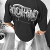Tricou barbati negru  cu imprimeu pe spate  oversize 11818  O5-7.1-Tricouri