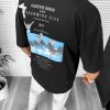 Tricou barbati negru  cu imprimeu pe spate  oversize 11820  P19-6.2-Tricouri