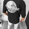 Tricou barbati negru  cu imprimeu pe spate  oversize 11821 O1-3.2-Tricouri