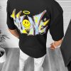 Tricou barbati negru  cu imprimeu pe spate  oversize 11824  N2-3.2-Tricouri